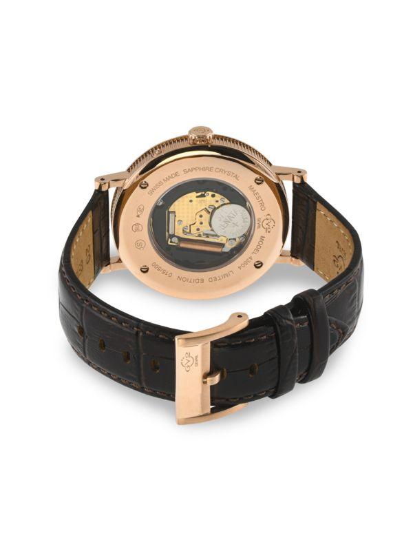 GV2 ​Maestro Rose Gold-Tone Stainless Steel & Leather-Strap Watch/42MM