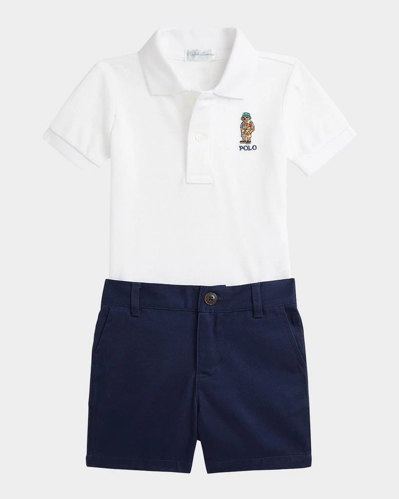 Ralph Lauren Boy's Mesh Polo Shirt & Chino Shorts Set, Size 3M-24M 1
