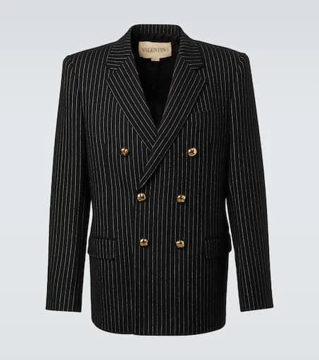 Valentino Chalk stripe wool and silk blazer 1