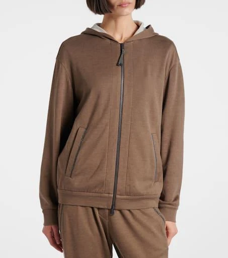 Brunello Cucinelli Cotton and silk zip-up hoodie 6
