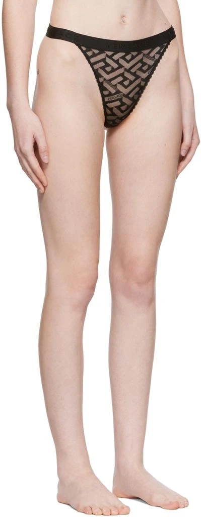 Versace Black La Greca Thong 2
