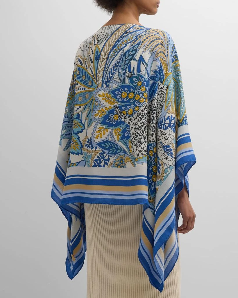 Rani Arabella Amazonia Cobalt Print Cashmere-Blend Poncho 6