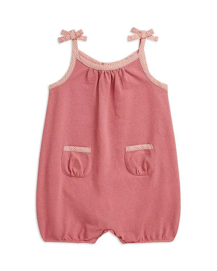 Ralph Lauren Girls' Gingham Stretch Mesh Bubble Shortall - Baby