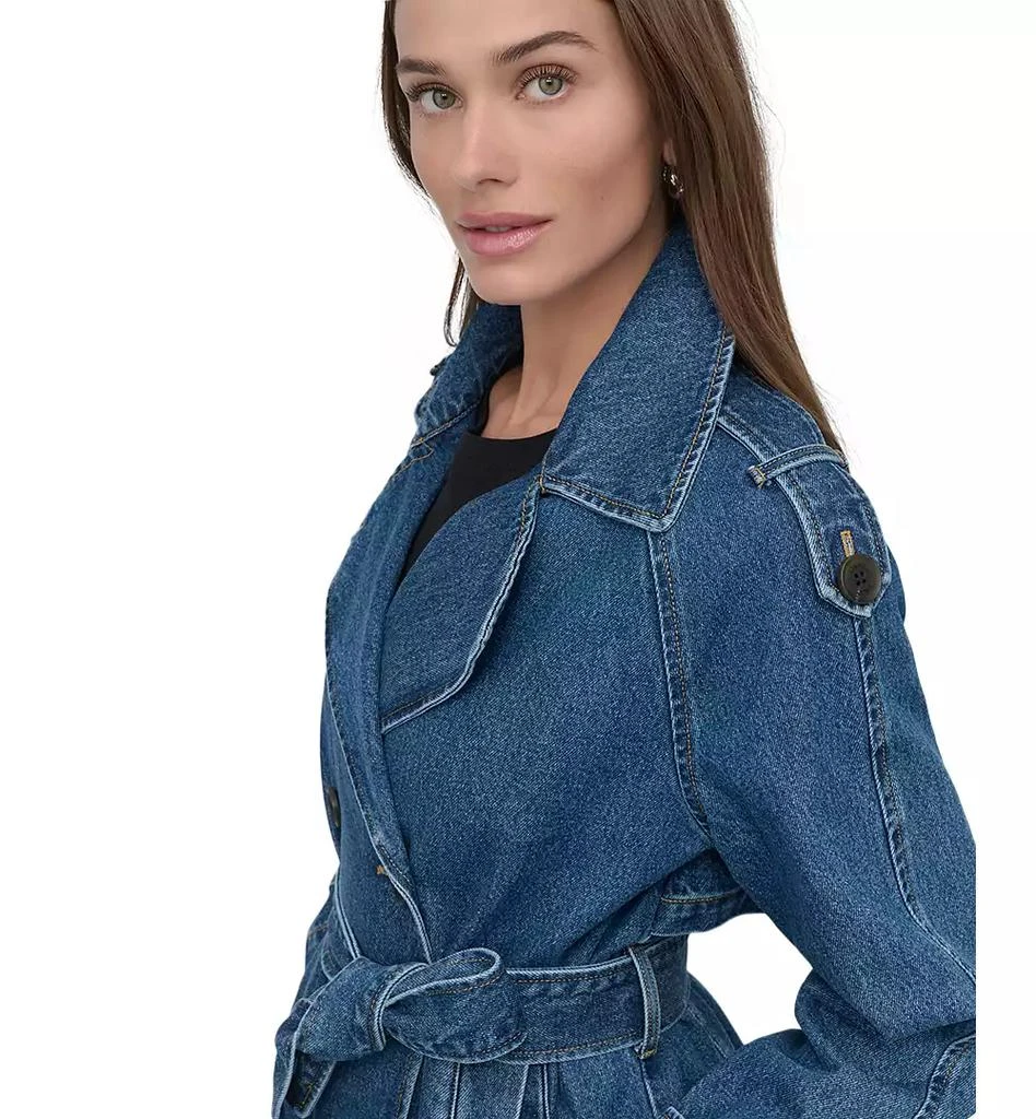 DKNY Women's Short Belted Double-Breasted Trench Coat 6