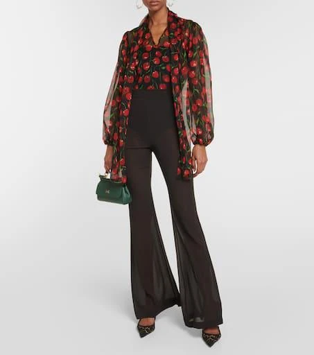 Dolce & Gabbana Cherry tie-neck silk chiffon blouse 2