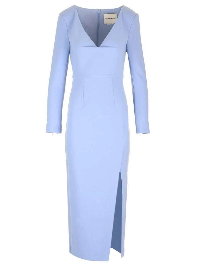 ROLAND MOURET Roland Mouret Long-Sleeved V-Neck Midi Dress 1