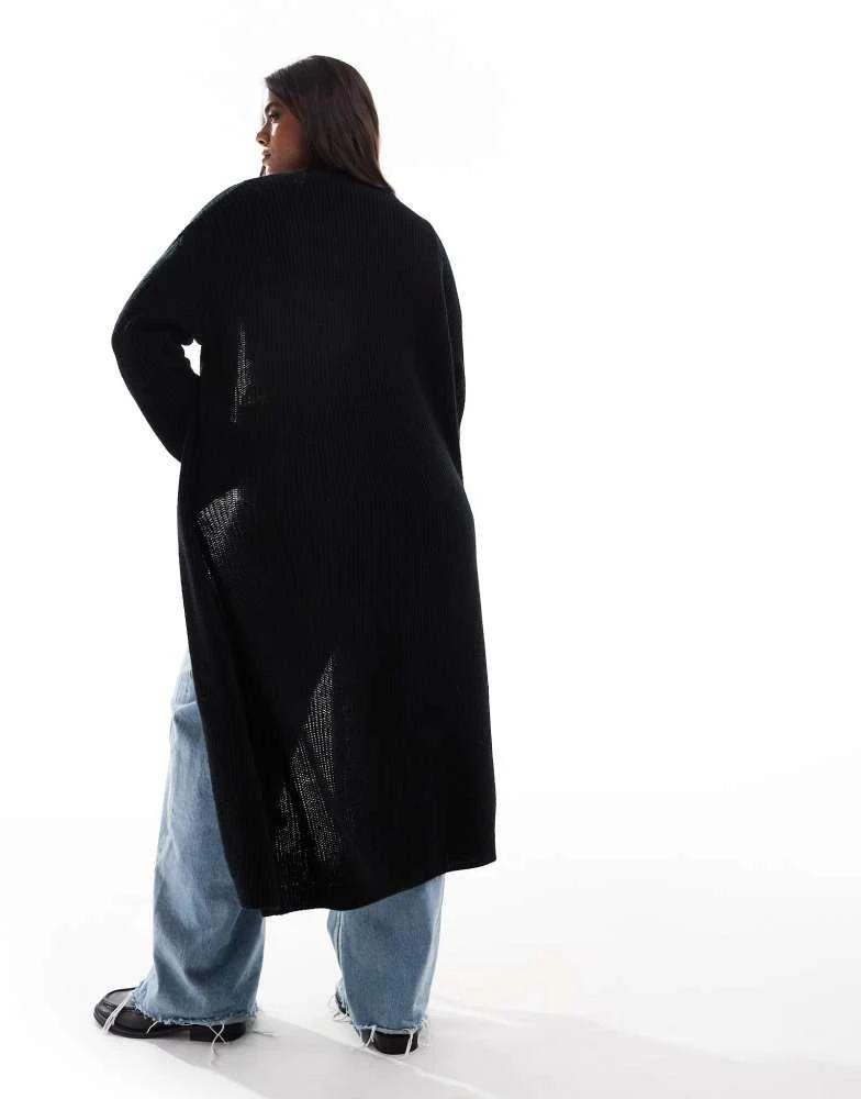 Yours Yours longline cardigan in black 2