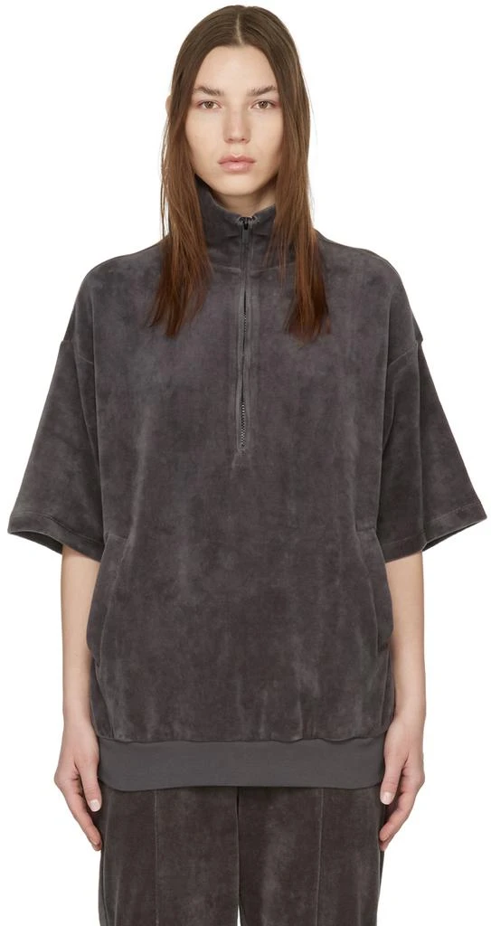 Essentials Black Velour Short Sleeve Turtleneck 1