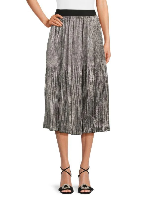 Wdny Metallic Accordion Pleat Midi Skirt 1
