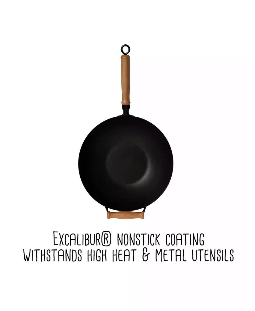 Honey Can Do Professional Series 14" Carbon Steel Nonstick Wok Set with Lid and Maple Handles, 10 Pieces 8