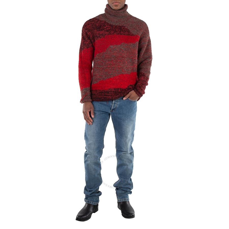 Viridi-Anne Viridi-Anne Men's Red Reversible Grunge Sweater, Brand Size 2  (Small)