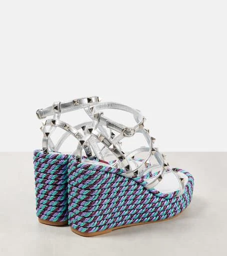 Valentino Rockstud leather espadrille wedges 2