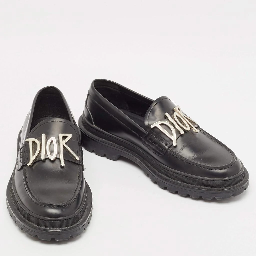 Dior Dior x Stussy Black Leather Slip On Loafers Size 41 4