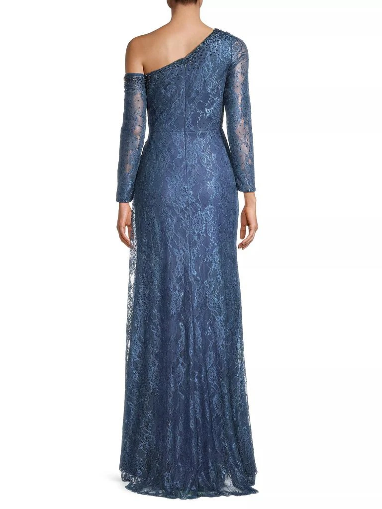 Basix Black Label Asymmetric Embellished Lace Sleeve Gown 5