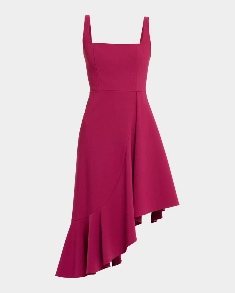 aidan mattox ruffle cocktail dress Aidan Mattox Ruffle Long Sleeve Crepe Sheath Cocktail Dress In Twilight