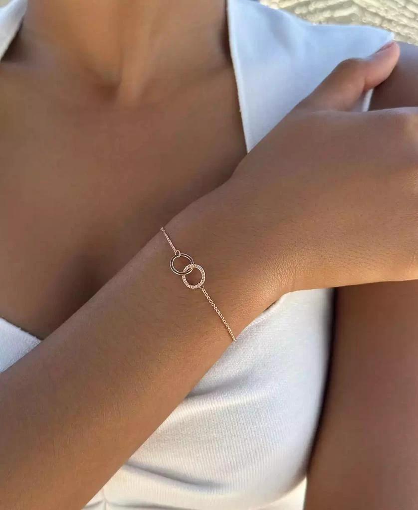 ADORNIA Rose Gold Adjustable CZ Pave Rings Bracelet 4