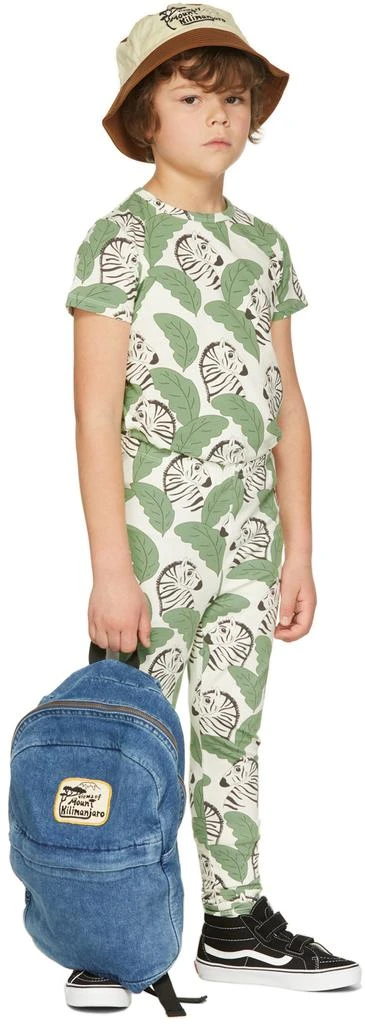 Mini Rodini Kids Off-White & Green Zebra T-Shirt 1