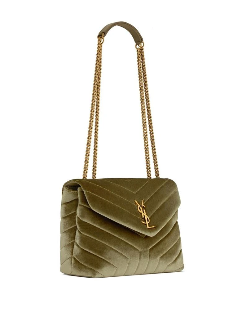 Yves Saint Laurent OLIVE GREEN VELVET SMALL LOULOU SHOULDER BAG 3