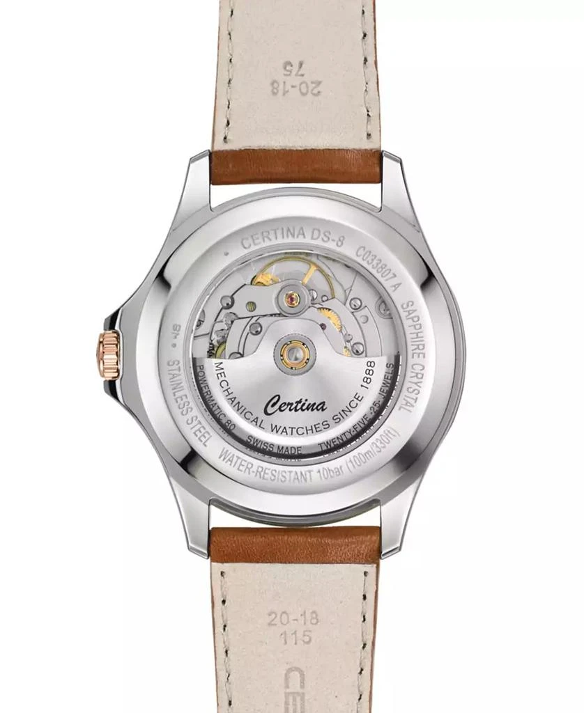 Certina Men's Swiss Automatic DS-8 Brown Leather Strap Watch 41mm 2