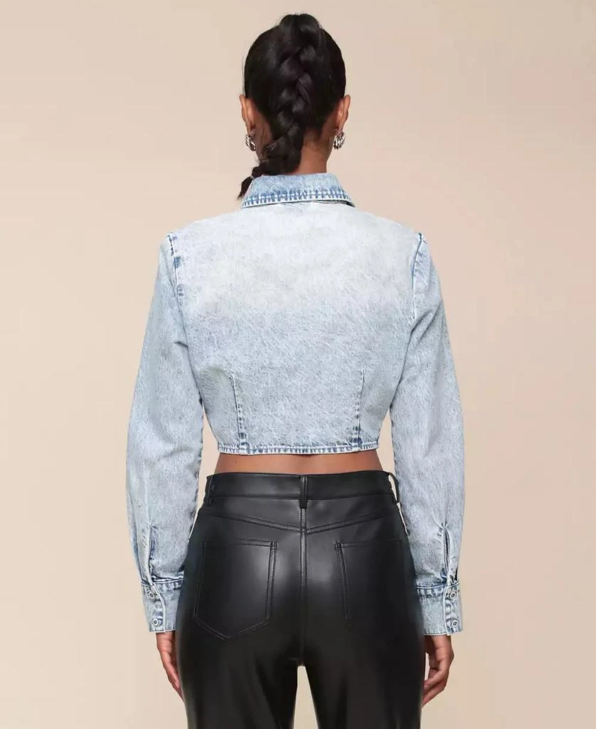 Avec Les Filles Women's Tuxedo Long-Sleeve Denim Shirt 2