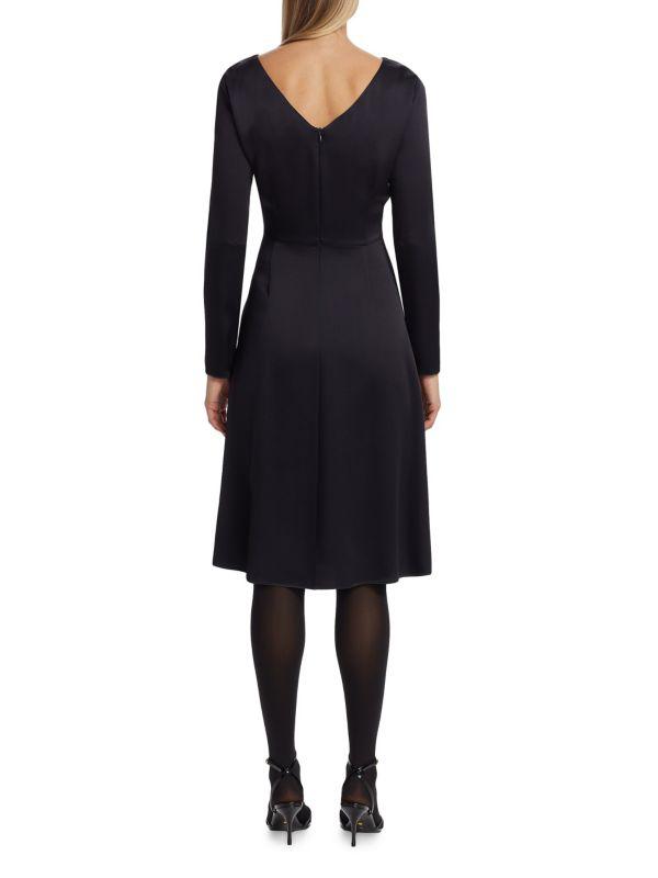 Piazza Sempione Long-Sleeve Satin Midi Dress