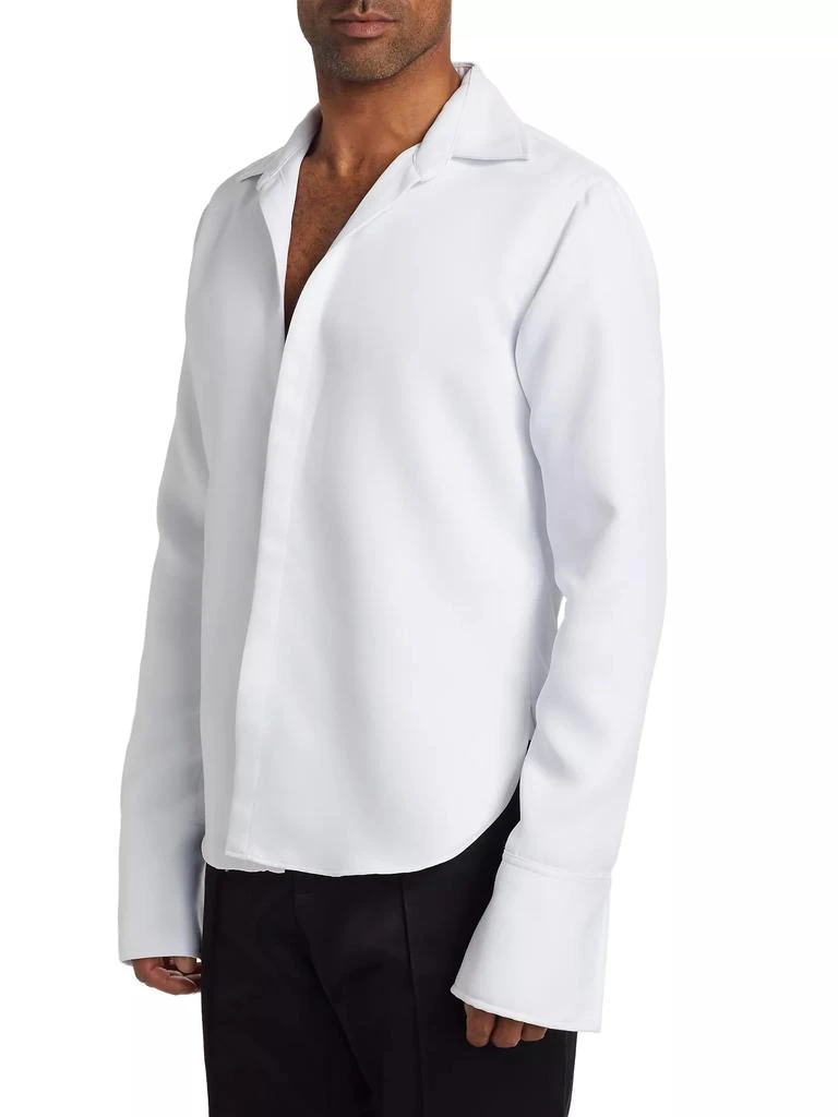 LaQuan Smith Open Chest Matte Satin Dress Shirt 4