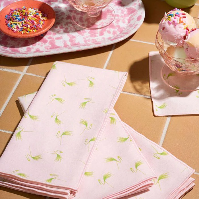 ATELIER SAUCIER Flamingo Pin Napkins, Set of 4 3
