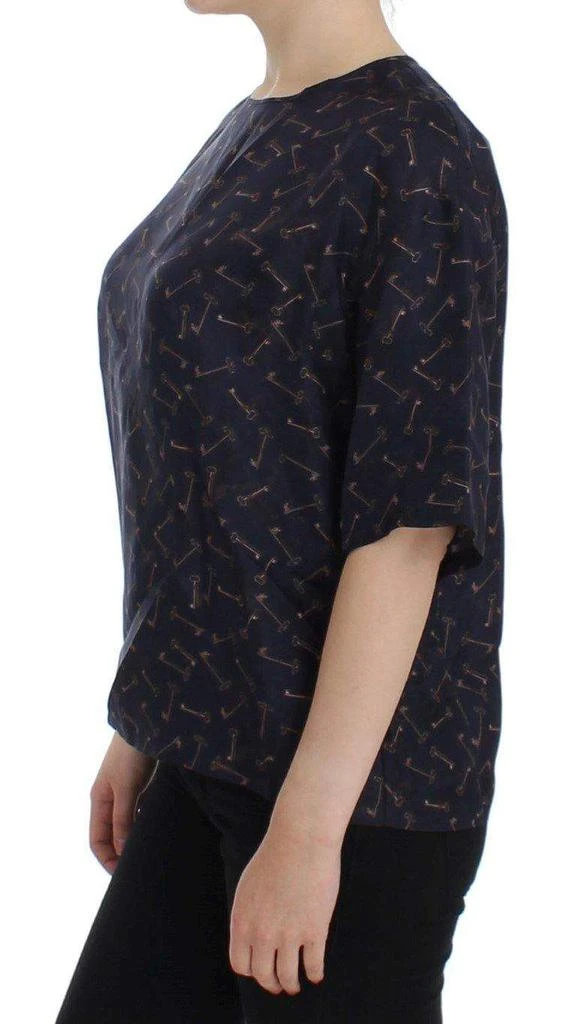 Dolce & Gabbana Dolce & Gabbana  Blue gold key print silk blouse 2