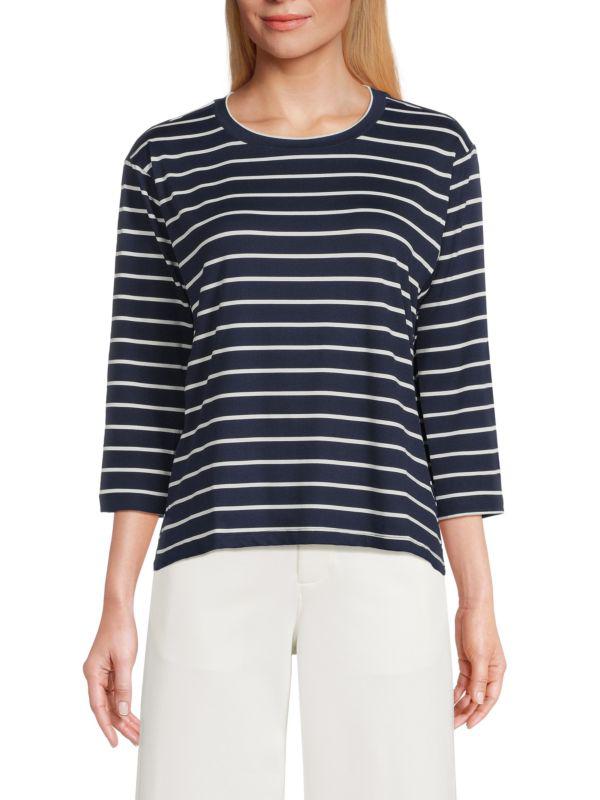 Bobeau Striped Pima Cotton Top