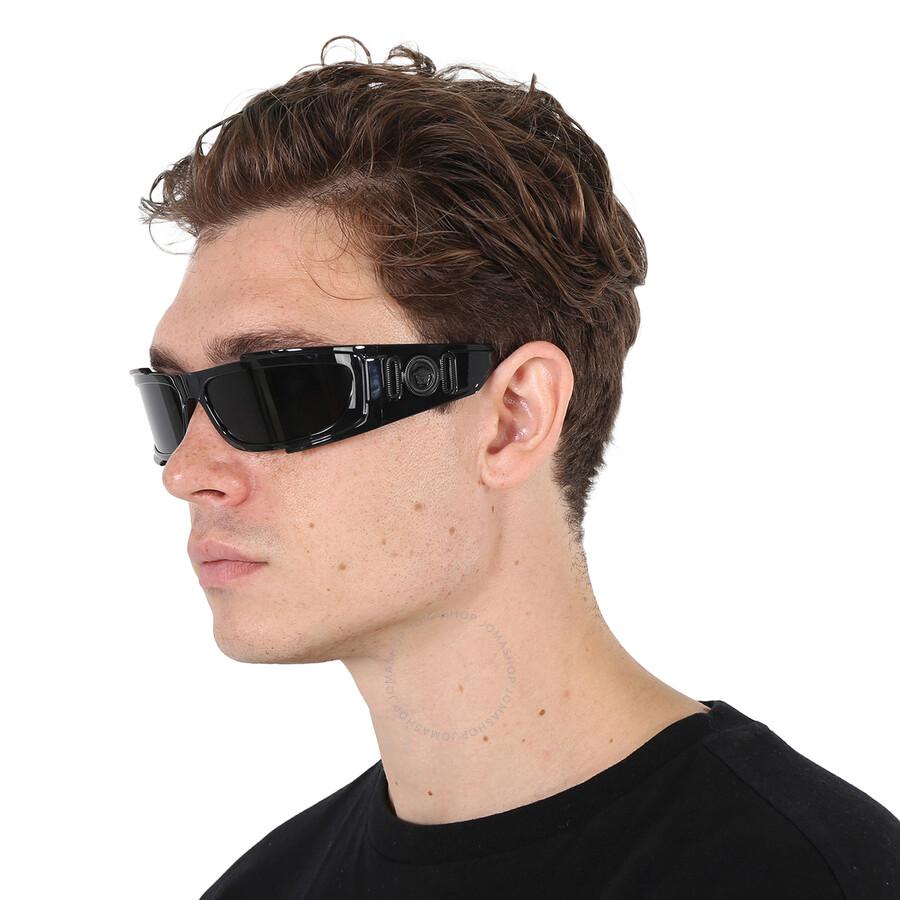 Versace Dark Grey Wrap Men's Sunglasses VE4446 GB1/87 67