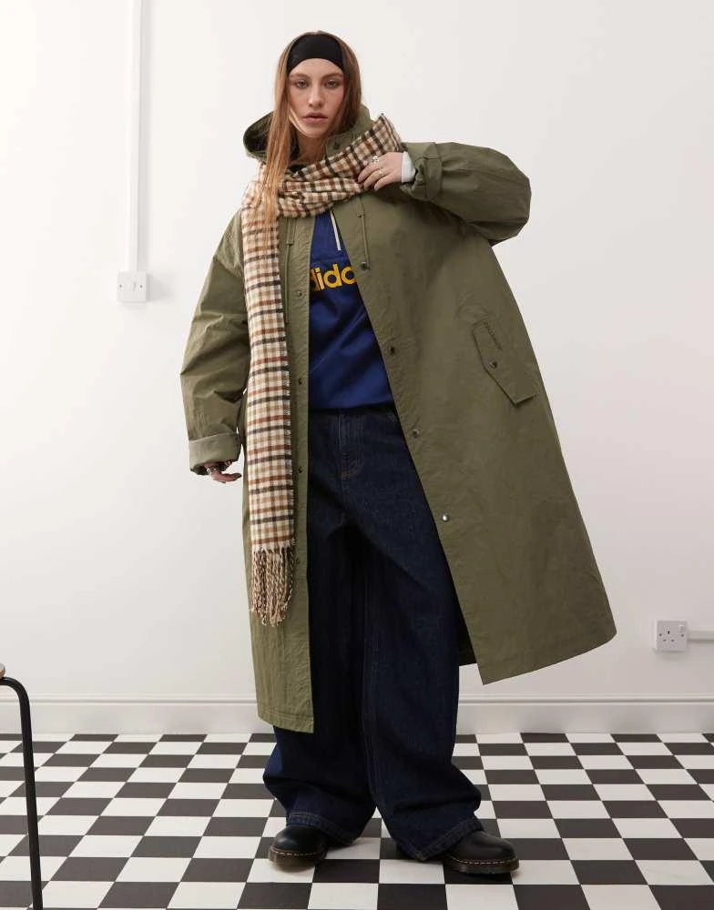 COLLUSION COLLUSION longline trench jacket in khaki 1