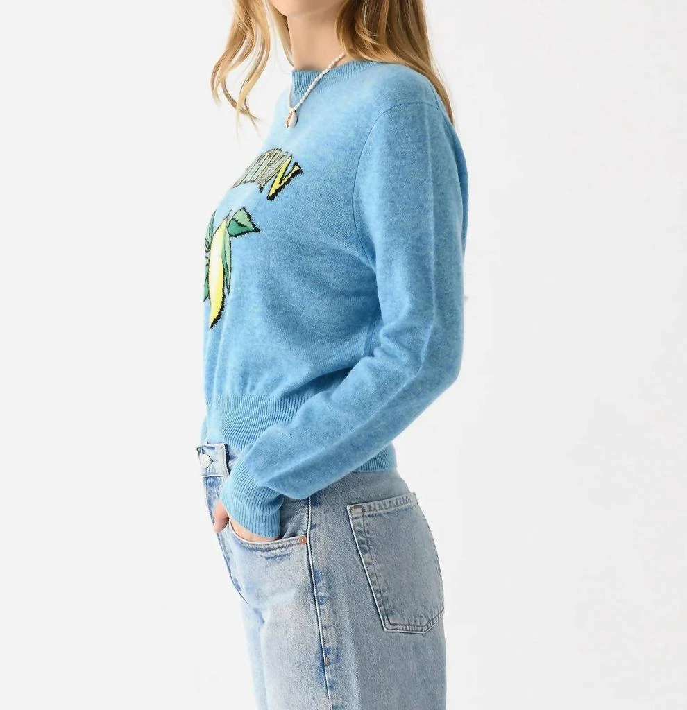 White + Warren Cashmere Citron Sweater In Blue 3