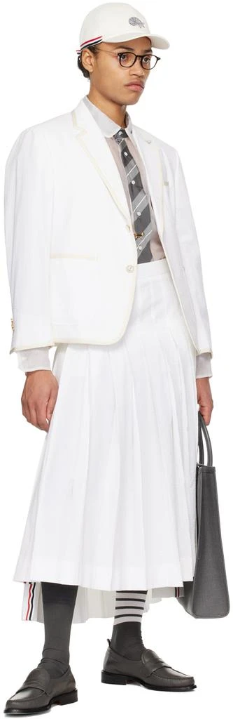 Thom Browne White Single-Breasted Blazer 4