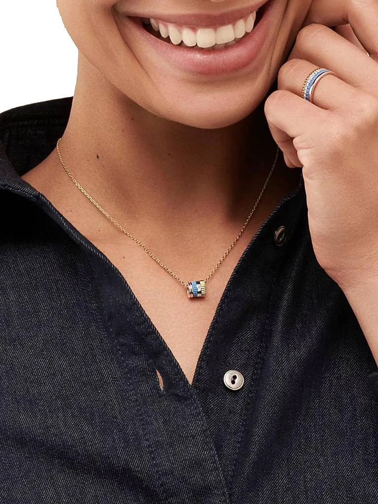 Boucheron Quatre Blue Edition Tri-Tone 18K Gold, 0.01 TCW Diamond & HyCeram Mini Pendant Necklace 2