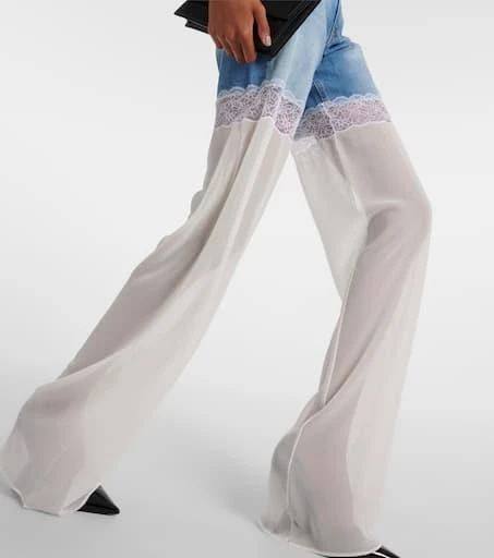 Nensi Dojaka Paneled high-rise tulle wide-leg jeans 5