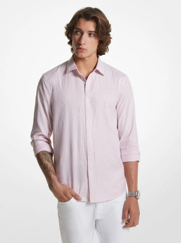 Michael Kors Striped Stretch Cotton Oxford Shirt 1