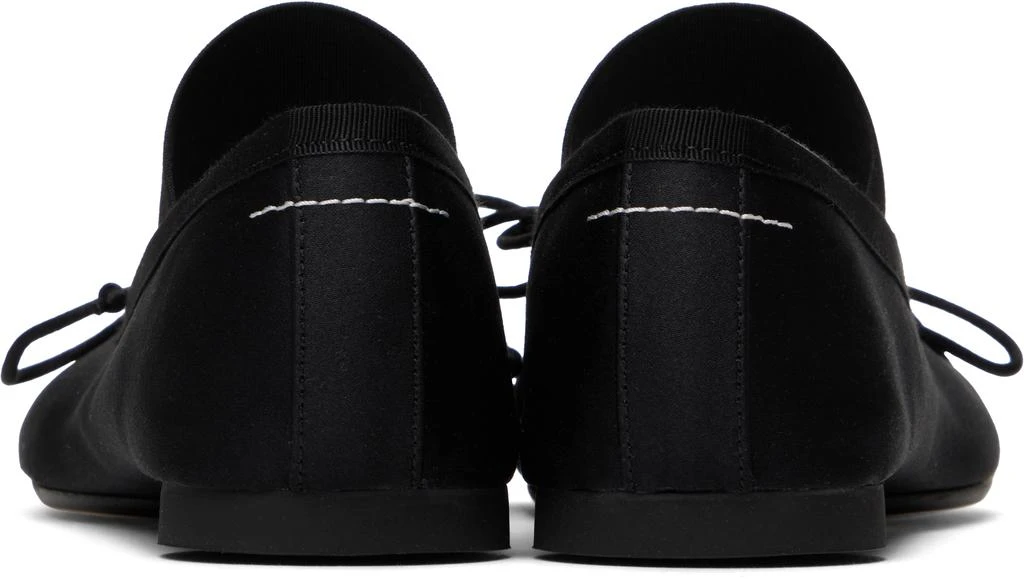 MM6 Black Satin Anatomic Logo Ballerina Flats 2