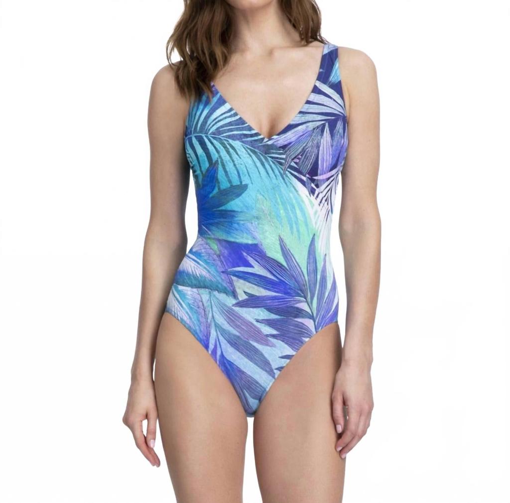 Gottex V-Neck Surplice One Piece Swimsuit In Got Blue