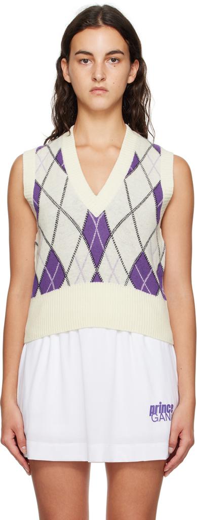Ganni Off-White Prince Edition Harlequin Vest