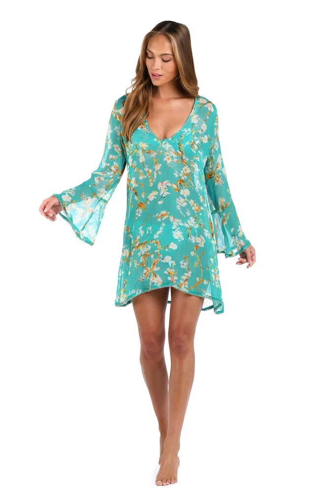 L
Agence Ansley Cherry Long Sleeve Semisheer Cover-Up Dress 4