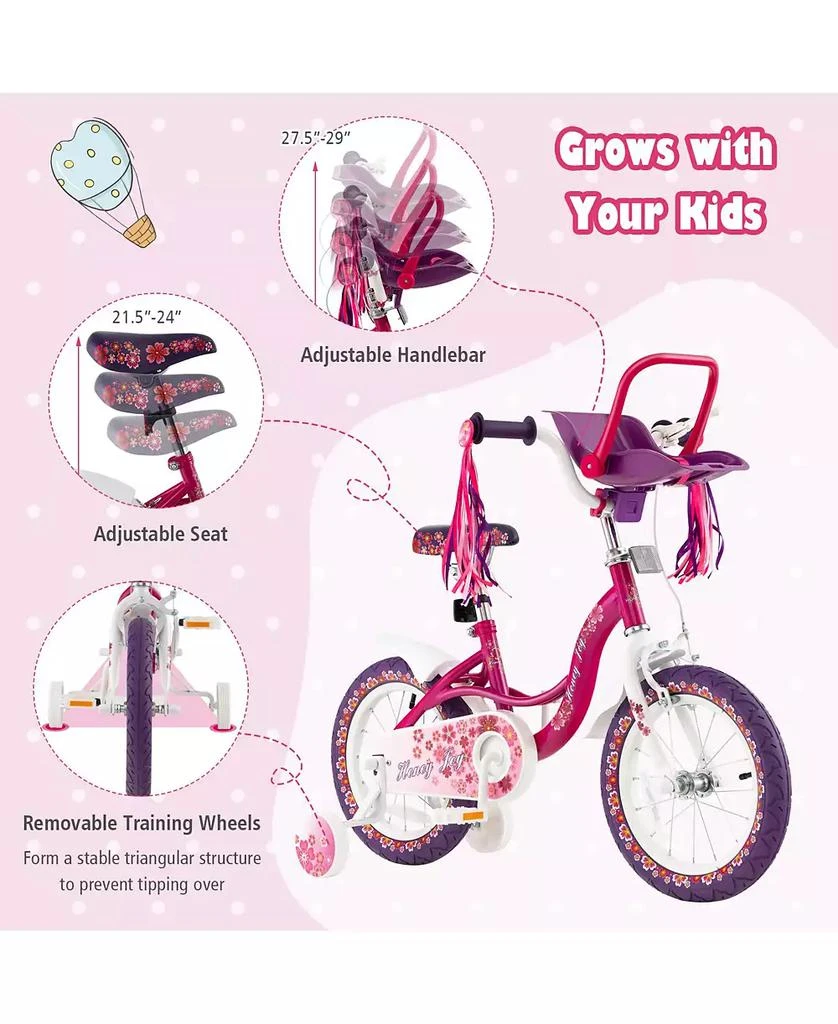 Mecale 14 Inch Kids Bike with Doll Seat and Removable Training Wheels 5