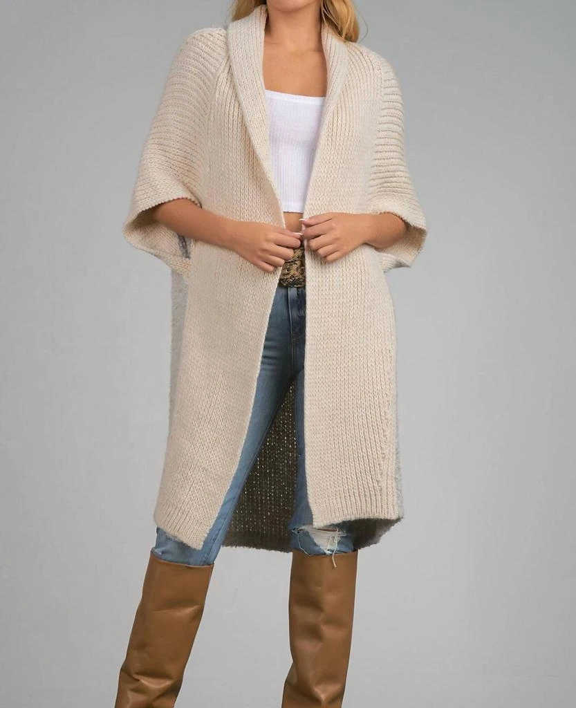 Shop Madrid Wool Knit Long Cardigan In Ivory/heather Grey on Sale