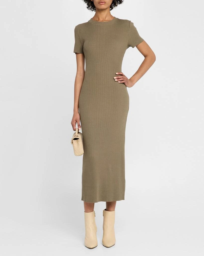 Vince Short-Sleeve Ribbed Midi Dress 4