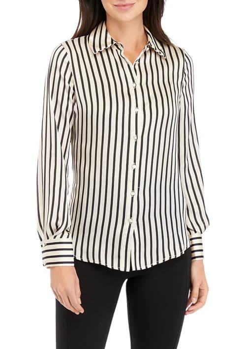 Industry Womens Vertical Stripe Button Down Top 1
