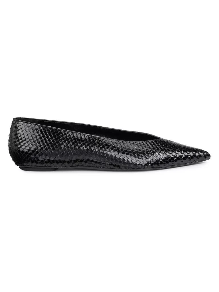 Stuart Weitzman Lina Python-Embossed Pointed Flats 1
