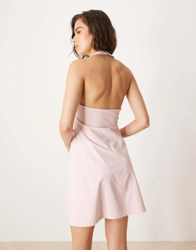 asos pink backless dress ASOS Design - Lace Twist Bust Halter Open Back Maxi Dress - Women - Polyester - L