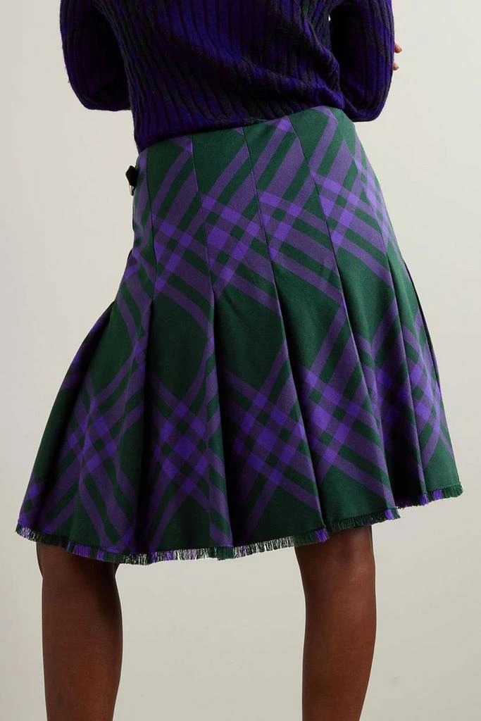 Burberry Frayed checked wool wrap skirt 3
