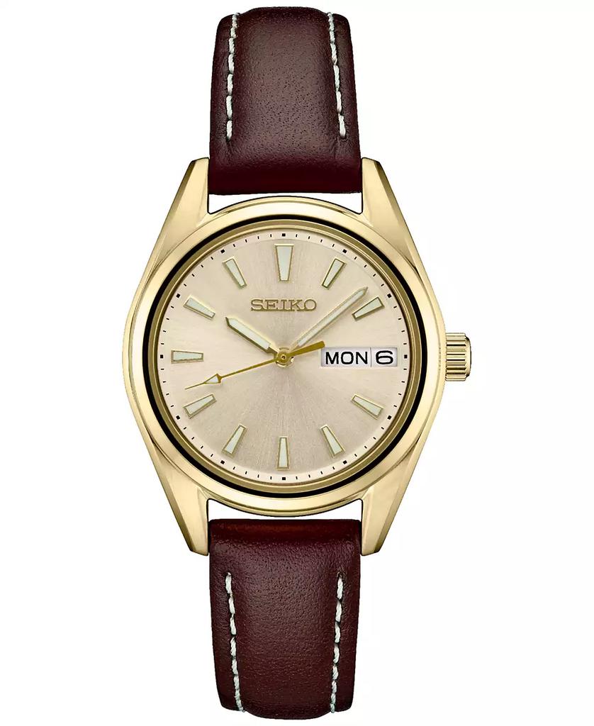 Seiko Women's Essentials Brown Leather Strap Watch 30mm