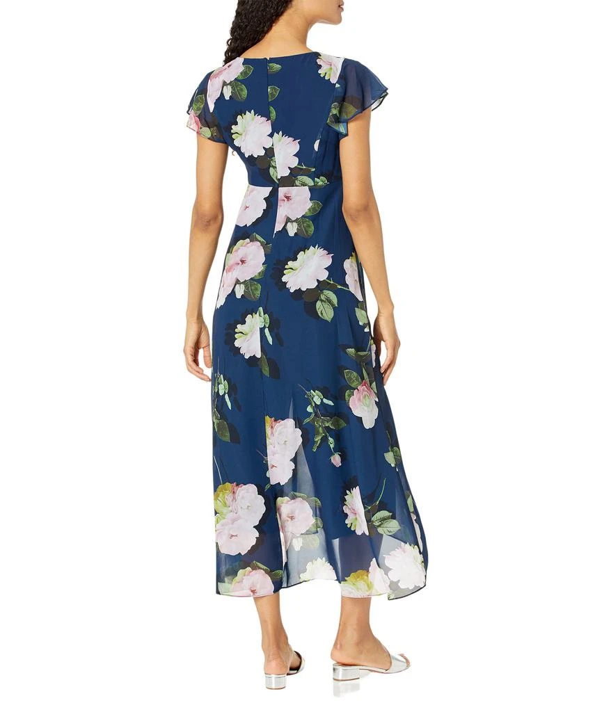Adrianna Papell Stretch Crepe Jumpsuit with Printed Chiffon Walk Thru Overlay 2