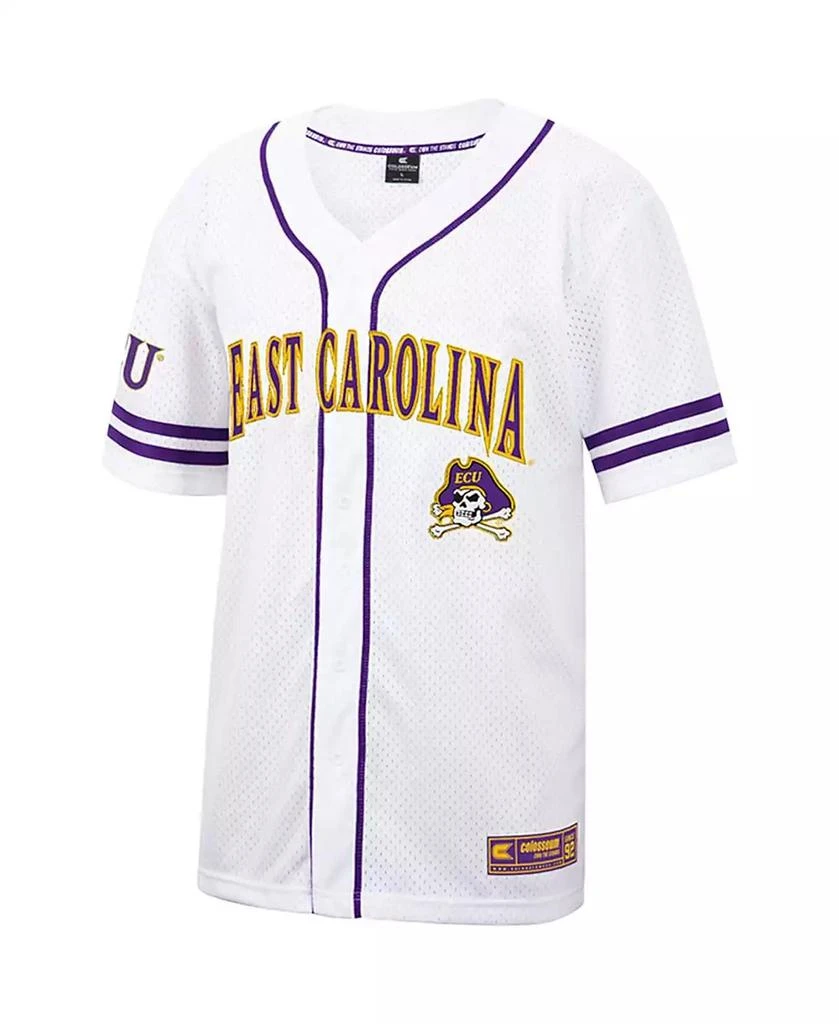 Colosseum Men's White and Purple ECU Pirates Free Spirited Baseball Jersey 3